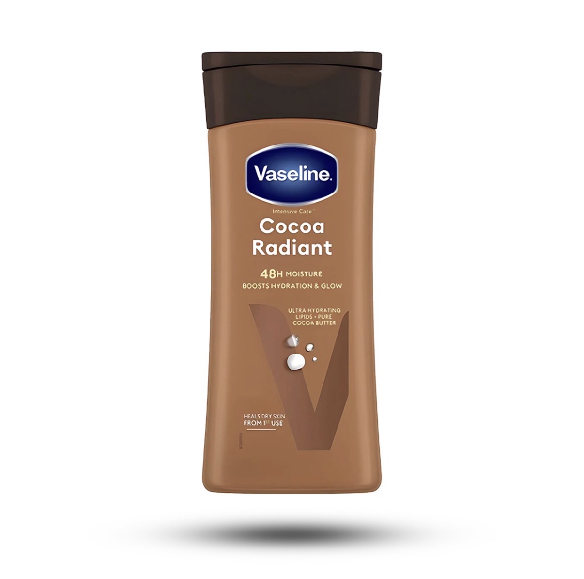 لوسیون بدن وازلین مدل Cocoa Radiant حاوی کره کاکائو حجم 200 میل